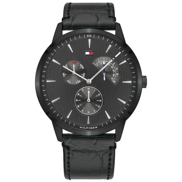 Czarna tarcza z subtarc­zami 1710388 i brązowy pasek 22 mm – zdjęcie główne