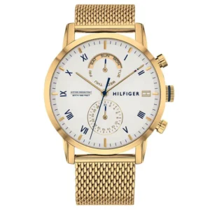 Biała tarcza chronografu 1710403 na złotej mesh bransolecie 22 mm – zdjęcie główne