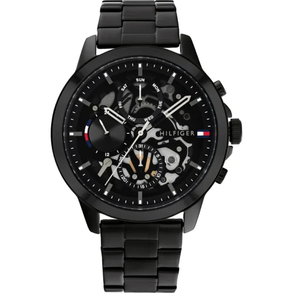 Czarna skeleton tarcza 1710478 na bransolecie PVD 21 mm – zdjęcie główne
