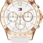 Biały zegarek z subtarcza 24 h i paskiem – zdjęcie główne