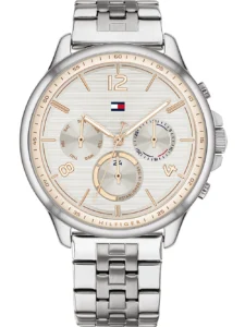 Beżowo-srebrna tarcza z meshową bransoletą – zdjęcie główne