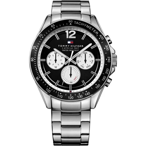 Zegarek męski Tommy Hilfiger Luke 1791120 czarna tarcza stalowa bransoleta chronograf – zdjęcie główne