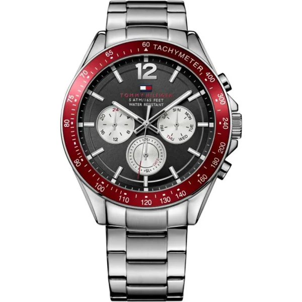 Zegarek męski Tommy Hilfiger 1791122 czerwony bezel tachymetr chronogra – zdjęcie główne