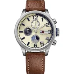 Zegarek męski Tommy Hilfiger Jackson 1791239 beżowa tarcza brązowy pasek skórzany – zdjęcie główne