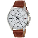 Zegarek męski Tommy Hilfiger Dean 1791274 biały cyferblat niebieskie wskazówki Horween leather – zdjęcie główne
