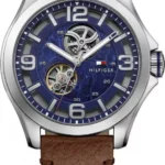 Niebieski skeleton z brązowym paskiem krokodyla – zdjęcie główne