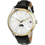 Zegarek męski Tommy Hilfiger Oliver 1791305 biała tarcza czarny pasek skórzany – zdjęcie główne