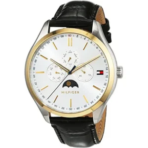 Zegarek męski Tommy Hilfiger Oliver 1791305 biała tarcza czarny pasek skórzany – zdjęcie główne