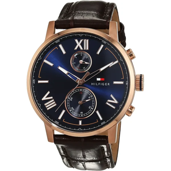 Zegarek męski Tommy Hilfiger 1791308 różowozłota koperta granatowa tarcza – zdjęcie główne