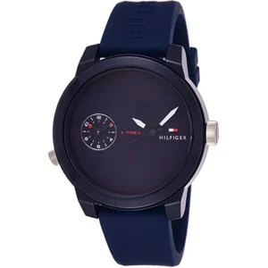 Zegarek męski Tommy Hilfiger Denim 1791325 granatowa tarcza pasek z tworzywa Dual Time – zdjęcie główne