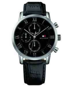 Zegarek 1791401 czarna tarcza skórzany pasek. – zdjęcie główne