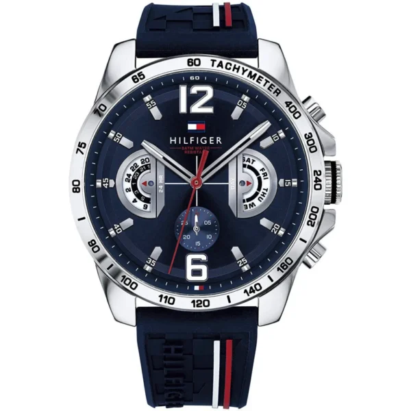 Zegarek męski Tommy Hilfiger Decker 1791476 granatowa tarcza tachymetr pasek z tworzywa – zdjęcie główne