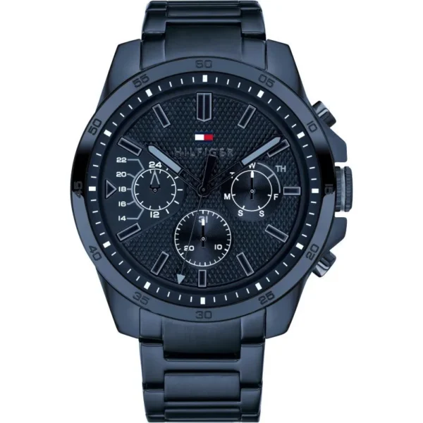 Zegarek męski Tommy Hilfiger Decker 1791560 granatowa stalowa bransoleta chronograf – zdjęcie główne