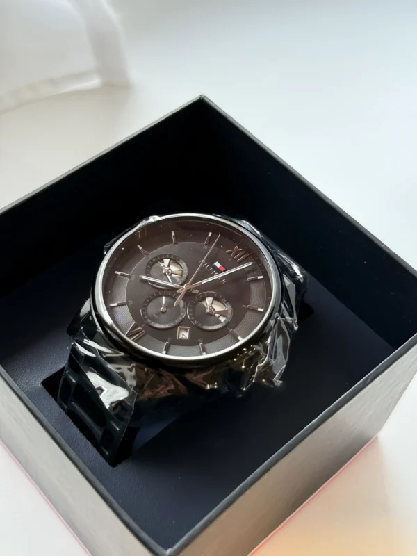 Czarny chronograf Evan 1710410 Ø44 mm na mesh bransolecie PVD czarny 22 mm – zdjęcie 5