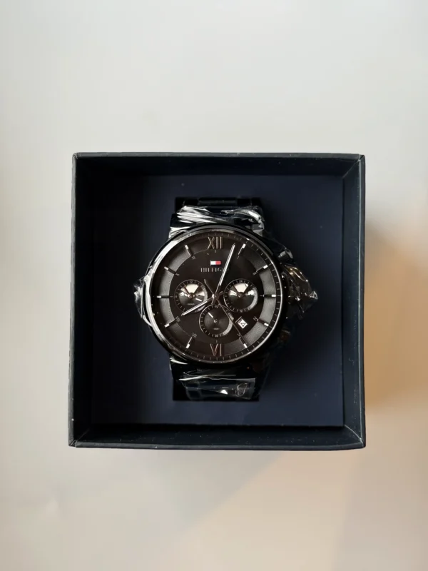 Czarny chronograf Evan 1710410 Ø44 mm na mesh bransolecie PVD czarny 22 mm – zdjęcie 8