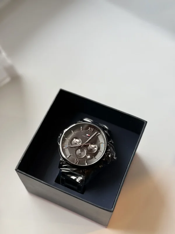 Czarny chronograf Evan 1710410 Ø44 mm na mesh bransolecie PVD czarny 22 mm – zdjęcie 9
