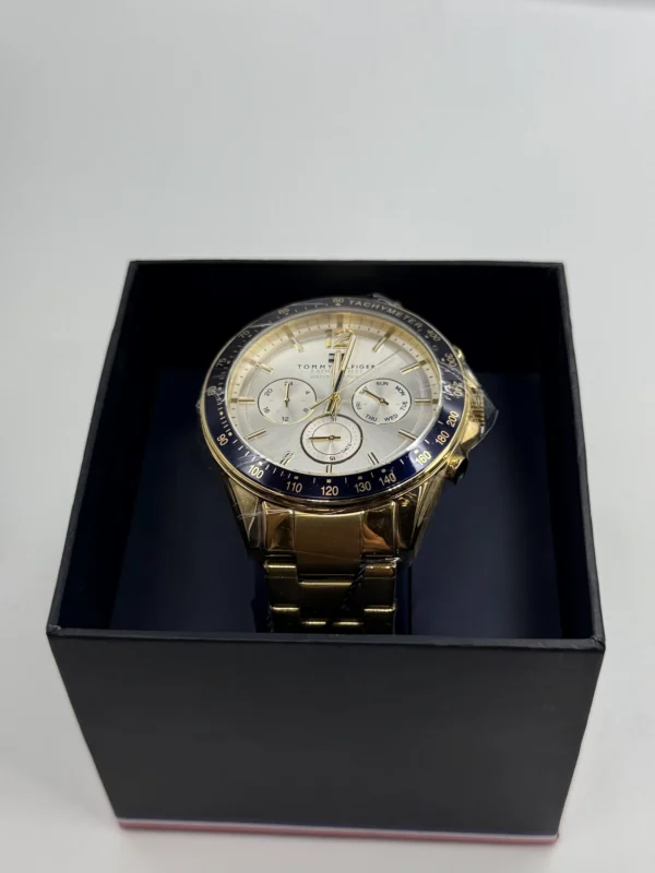 Zegarek męski Tommy Hilfiger Luke 1791121 złota koperta biała tarcza tachymetr chronograf – zdjęcie 6