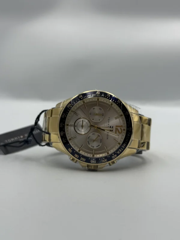 Zegarek męski Tommy Hilfiger Luke 1791121 złota koperta biała tarcza tachymetr chronograf – zdjęcie 8