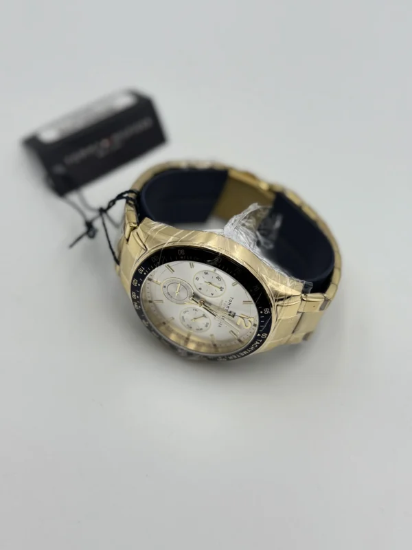 Zegarek męski Tommy Hilfiger Luke 1791121 złota koperta biała tarcza tachymetr chronograf – zdjęcie 9