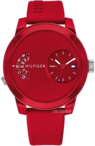 Zegarek męski Denim 1791557 czerwony pasek tworzywo Dual Time – zdjęcie główne