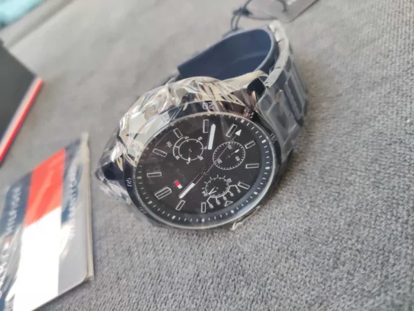 Zegarek męski Tommy Hilfiger Decker 1791560 granatowa stalowa bransoleta chronograf – zdjęcie 4