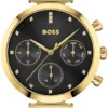 Elegancki chronograf Hugo Boss Flawless 1502627 z kopertą ze stali w odcieniu złota o średnicy 36mm – zdjęcie główne