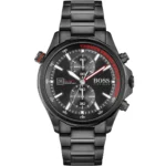 Męski zegarek Hugo Boss Globetrotter 1513825 z czarną stalową kopertą o średnicy 46mm – zdjęcie główne