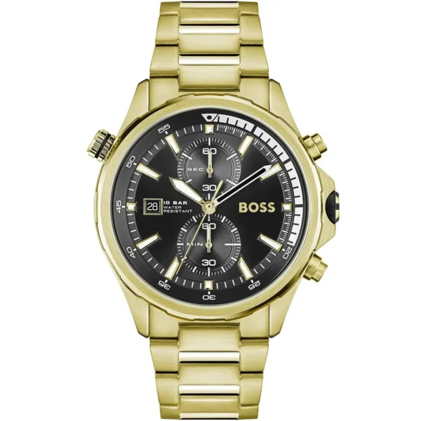 Męski zegarek Hugo Boss Globetrotter 1513932 z kopertą z PVD złota o średnicy 46 mm – zdjęcie główne