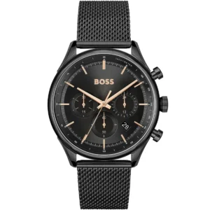 Męski zegarek Hugo Boss Gregor 1514065 z czarną stalową kopertą Ø45 mm – zdjęcie główne