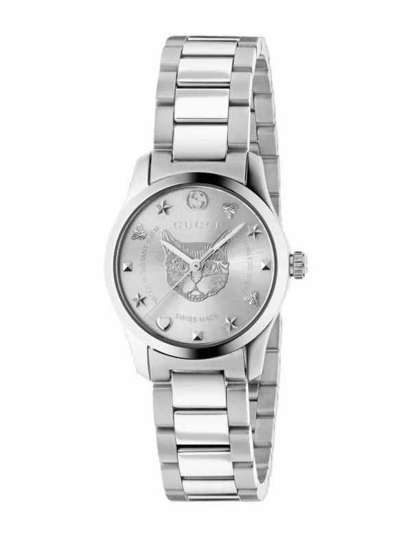 Zegarek damski Gucci G-Timeless YA126595 – klasyczna stalowa koperta Ø32 mm i minimalistyczna tarcza