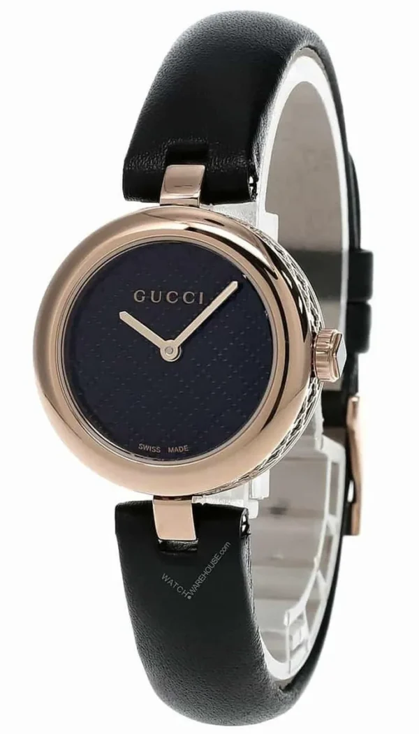 Zegarek damski Gucci Diamantissima YA141401 – wzór kratki Gucci, koperta PVD antracyt Ø32 mm