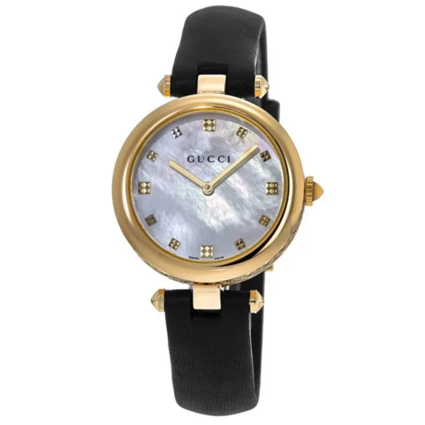 Zegarek damski Gucci Diamantissima YA141404 – tarcza z kratką Gucci i stalowa koperta Ø32 mm