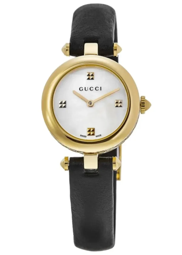 Zegarek damski Gucci Diamantissima YA141505 biała masa perłowa i koperta PVD różowe złoto Ø27 mm zdjęcie główne