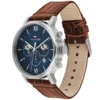 Niebieska tarcza zegarka Evan 1710393 z GMT na brązowym pasku 22 mm – zdjęcie 2