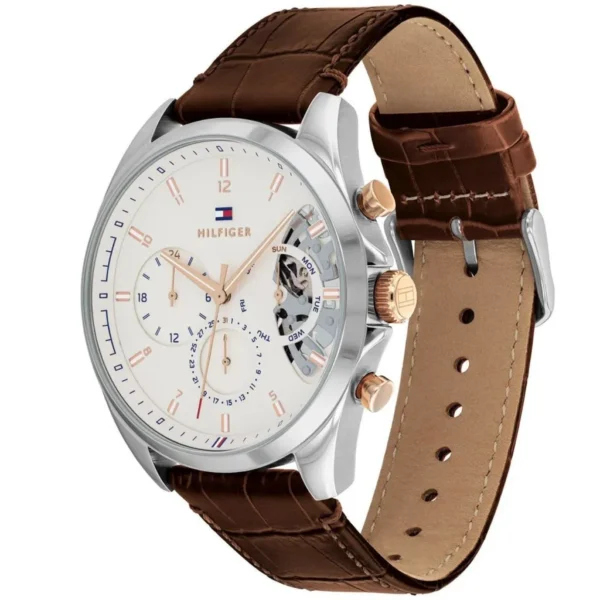 Granatowa tarcza open-heart 1710450 z paskiem skórzanym 22 mm – zdjęcie 2