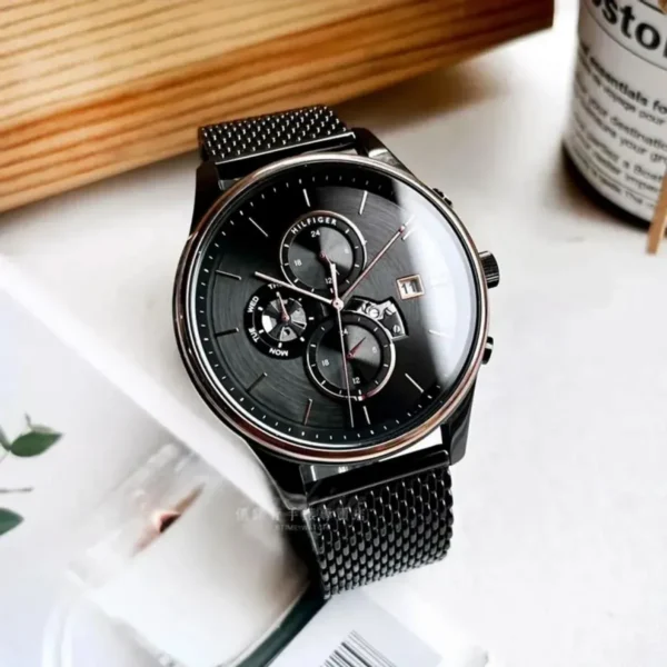 Czarna tarcza open-heart 1710505 ze stalową bransoletą mesh PVD 21 mm – zdjęcie 4