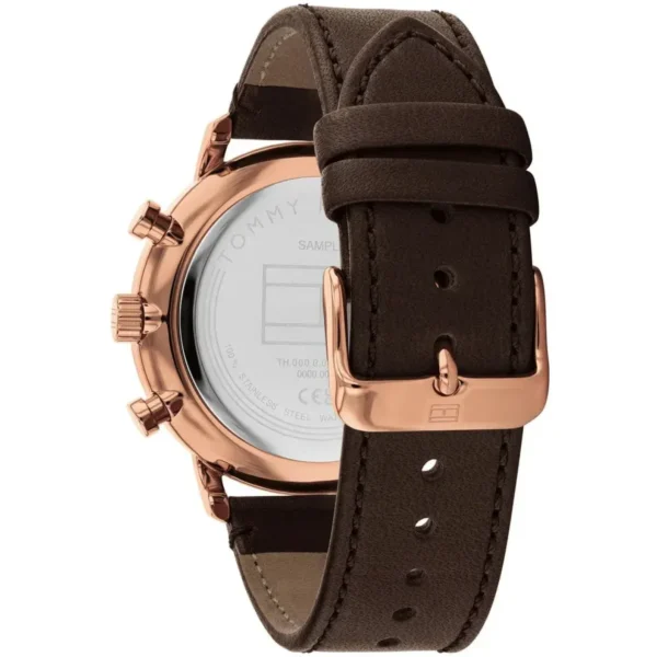 Czarna tarcza open-heart 1710566 z brązowym paskiem skórzanym 22 mm – zdjęcie 3