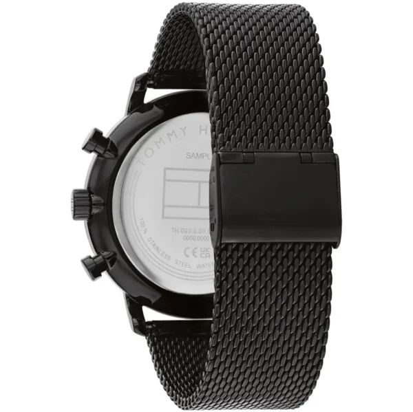 Złota tarcza open-heart 1710568 z czarną bransoletą mesh 22 mm – zdjęcie 3