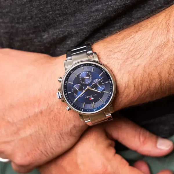 Niebieska tarcza sunburst 1710588 ze stalową bransoletą 22 mm – zdjęcie 4