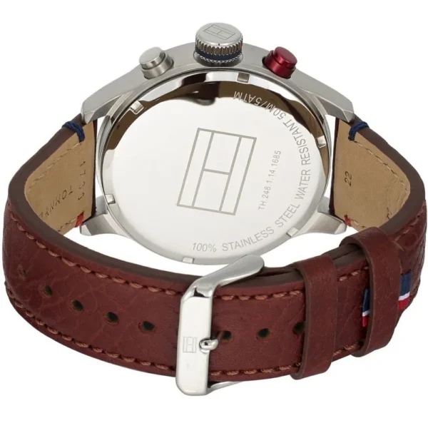 Zegarek męski Tommy Hilfiger Trent 1791066 granatowa tarcza brązowy pasek skórzany – zdjęcie 2