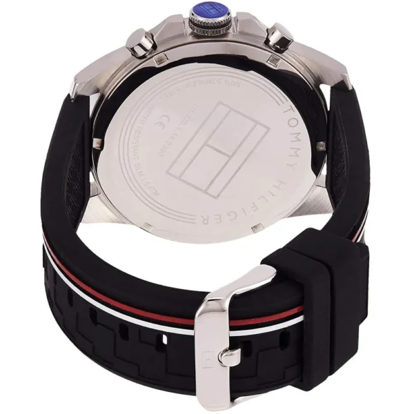 Zegarek męski Tommy Hilfiger Decker 1791473 czarny gumowy pasek tachymetr sportowy – zdjęcie 2