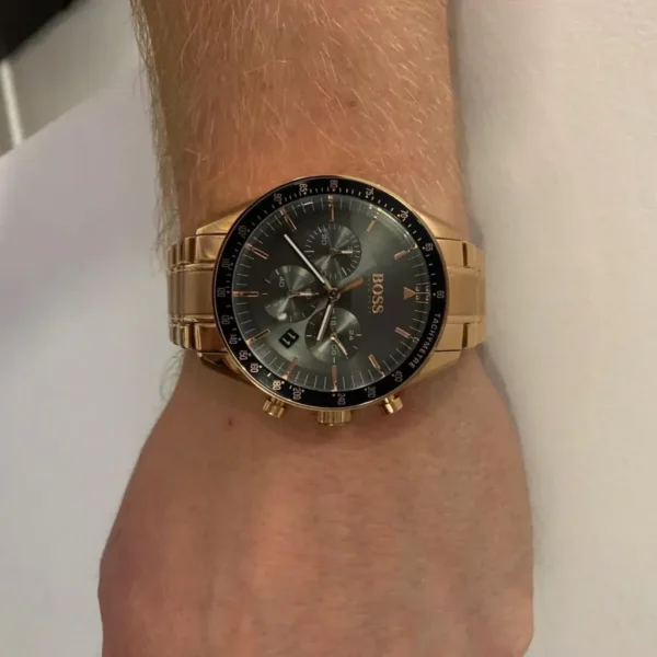 Męski zegarek Hugo Boss Chronograph 1513632 z kopertą ze stali nierdzewnej różowozłotej o średnicy 44mm – zdjęcie 4