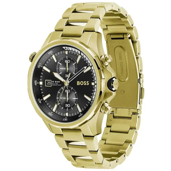 Męski zegarek Hugo Boss Globetrotter 1513932 z kopertą z PVD złota o średnicy 46 mm – zdjęcie 2