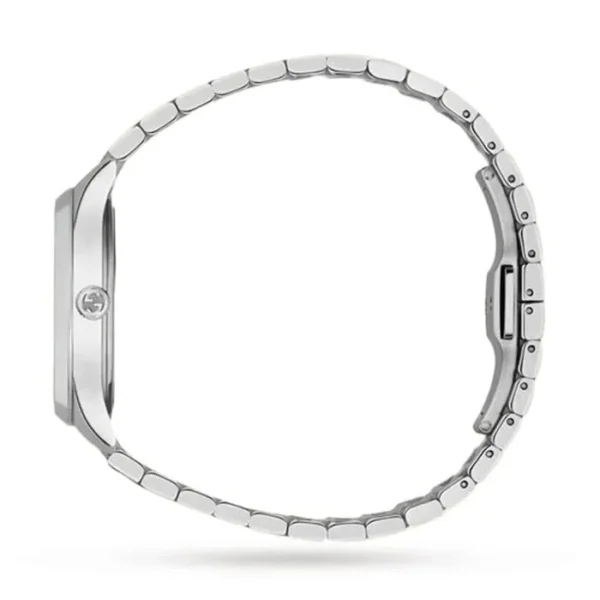 Zegarek damski Gucci G-Timeless YA1265031 srebrna tarcza z motywem pszczół i stalowa koperta Ø32 mm zdjęcie 3 widok z boku